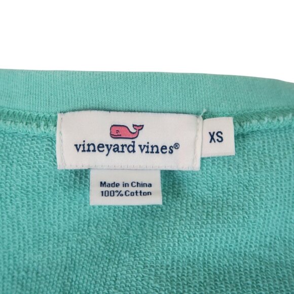 Vineyard Vines XS Aqua Sweater – Beaded Anchor Collar, Cotton, Grand Turk Green - Picture 5 of 7